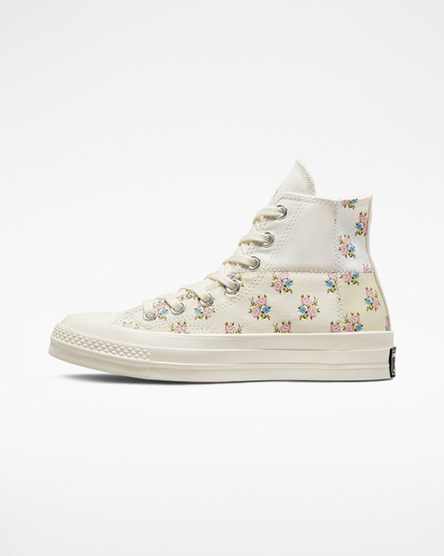 Women's Converse Chuck 70 Patchwork Floral High Top Shoes Beige / White | AU 659E3J